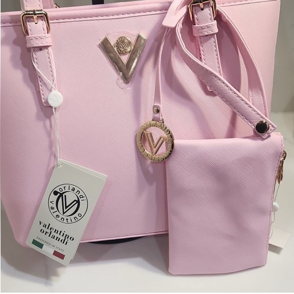 Valentino Orlandi Handbags - Valentino Orlandi Pink Vegan Leather Tote
Bag Purse Wallet Set NWT